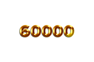 60000 iscritti celebrazione saluto numero con d'oro design png