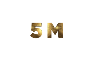 5 million subscribers celebration greeting Number with gold design png