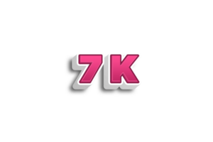 7 K iscritti celebrazione saluto numero con rosa 3d design png