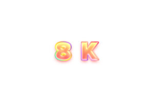8 k subscribers celebration greeting Number with candy color design png