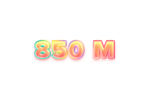 850 million les abonnés fête salutation nombre avec bonbons Couleur conception png