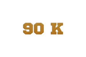90 k subscribers celebration greeting Number with embroidery design png