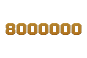 8000000 subscribers celebration greeting Number with embroidery design png