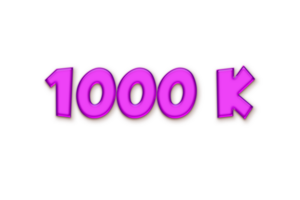 1000 k subscribers celebration greeting Number with liquid design png