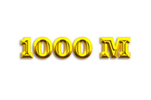 1000 millón suscriptores celebracion saludo número con oro diseño png