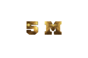 5 million subscribers celebration greeting Number with brass design png