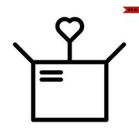 love  with gift box line icon vector