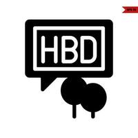 birthday saying in speech bubble with balloon glyph icon vector
