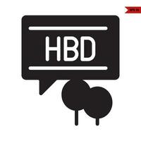 birthday saying in speech bubble with balloon glyph icon vector