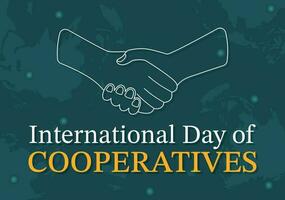 International Day of Cooperatives Vector Illustration with Hand, Earth Map or People in Flat Cartoon Hand Drawn Landing Page Background Templates