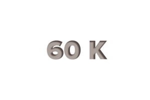 60 k subscribers celebration greeting Number with wooden engraved design png