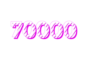 70000 subscribers celebration greeting Number with stripe design png