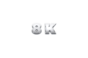 8 k subscribers celebration greeting Number with metal design png