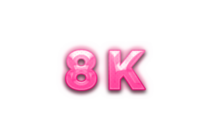 8 k subscribers celebration greeting Number with pink design png