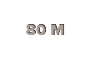 80 million subscribers celebration greeting Number with wooden engraved design png