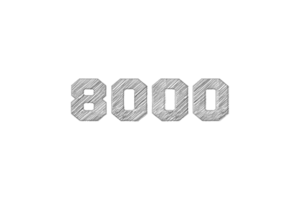 8000 subscribers celebration greeting Number with pencil sketch design png