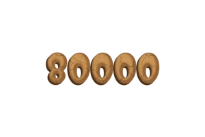 80000 subscribers celebration greeting Number with clay design png