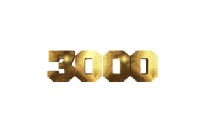 3000 Abonnenten Feier Gruß Nummer mit Messing- Design png