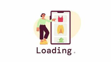 Animated outfit planning app loader. Changing clothes on mobile animation. Flash message 4K video footage. Isolated color loading progress indicator, alpha channel transparency for UI, UX web design