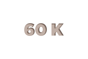 60 k subscribers celebration greeting Number with engrave design png