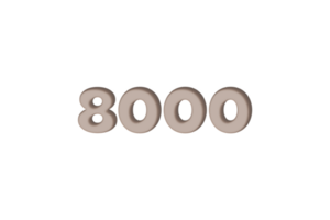 8000 subscribers celebration greeting Number with engrave design png