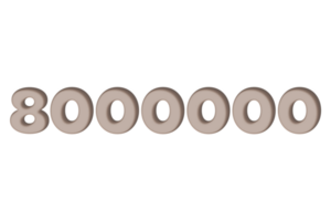 8000000 subscribers celebration greeting Number engrave with design png