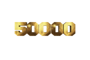 50000 les abonnés fête salutation nombre avec laiton conception png