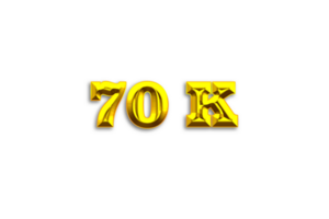 70 k  subscribers celebration greeting Number with gold design png