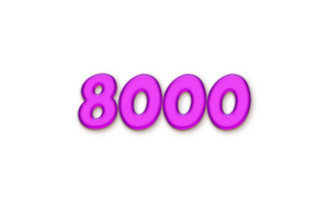 8000 subscribers celebration greeting Number with liquid design png