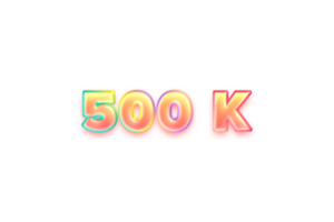 500 k  subscribers celebration greeting Number with candy color design png