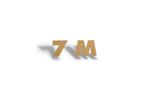 7 million subscribers celebration greeting Number with hard card cutted design png