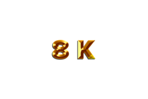 8 k subscribers celebration greeting Number with golden design png