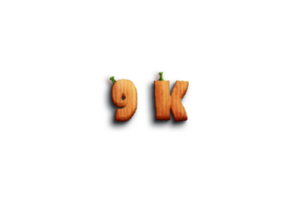 9 k subscribers celebration greeting Number with pumpkin design png
