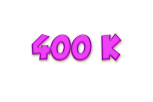 400 k subscribers celebration greeting Number with liquid design png