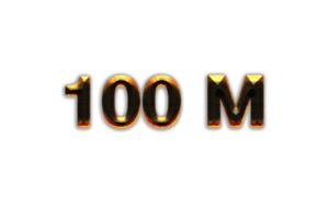 100 million subscribers celebration greeting Number with hot iron design png