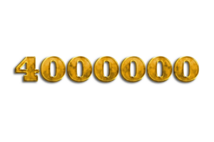 4000000 prenumeranter firande hälsning siffra med gyllene design png