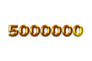 5000000 prenumeranter firande hälsning siffra med gyllene design png