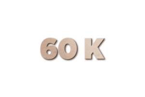 60 k subscribers celebration greeting Number with card board design png