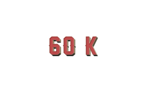 60 k subscribers celebration greeting Number with retro design png