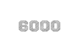 6000 subscribers celebration greeting Number with pencil sketch design png