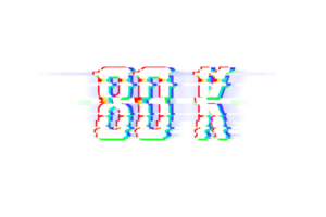 80 k subscribers celebration greeting Number with glitch design png