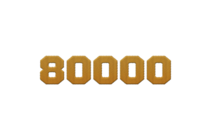 80000 subscribers celebration greeting Number with embroidery design png