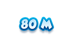 80 million subscribers celebration greeting Number with modren blue design png