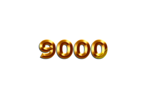 9000 subscribers celebration greeting Number with golden design png