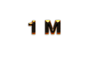 1 million subscribers celebration greeting Number with hot iron design png