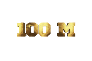 100 million subscribers celebration greeting Number with brass design png