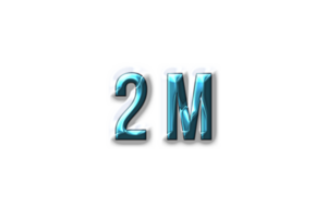 2 million subscribers celebration greeting Number with plastic design png