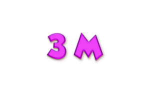 3 million subscribers celebration greeting Number with liquid design png