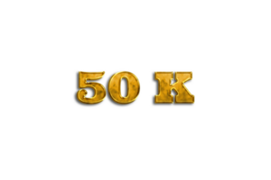 50 k subscribers celebration greeting Number with golden design png