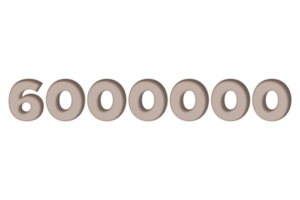 6000000 subscribers celebration greeting Number with engrave design png